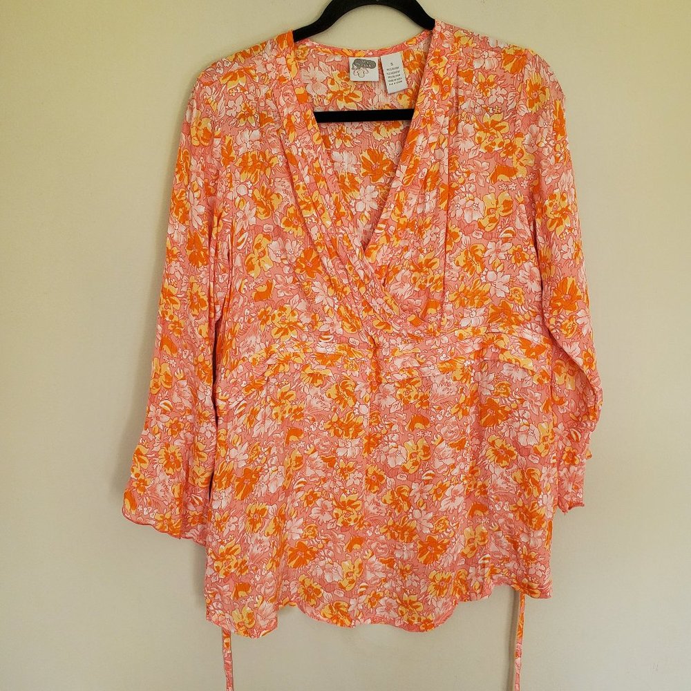 New Recruit Maternity blouse pink orange floral S